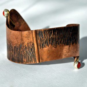 Fold-formed Opposites Bracelet with Coral